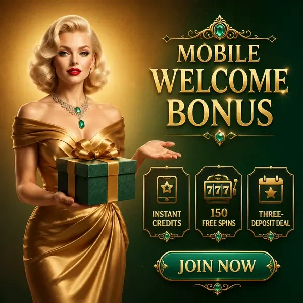 Giocatore che scarica l'app Mobile welcome bonuses and first deposit flow su dispositivo dorato
