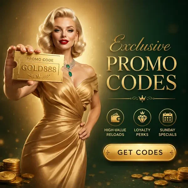 Donna elegante che presenta un voucher con codice promozionale dorato al Casinò Active Promo Codes That Work Today